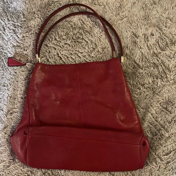 Red leather coach bag. Great used condition. - Picture 2 of 5
